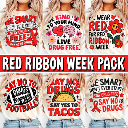 Red Ribbon Week Bundle Png, In October We Wear, Red Ribbon Week Png, Drug-Free, Anti-Drug Svg, Red ribbon Week, Sublimation Designs, Digital