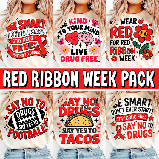 Red Ribbon Week Bundle Png, In October We Wear, Red Ribbon Week Png, Drug-Free, Anti-Drug Svg, Red ribbon Week, Sublimation Designs, Digital