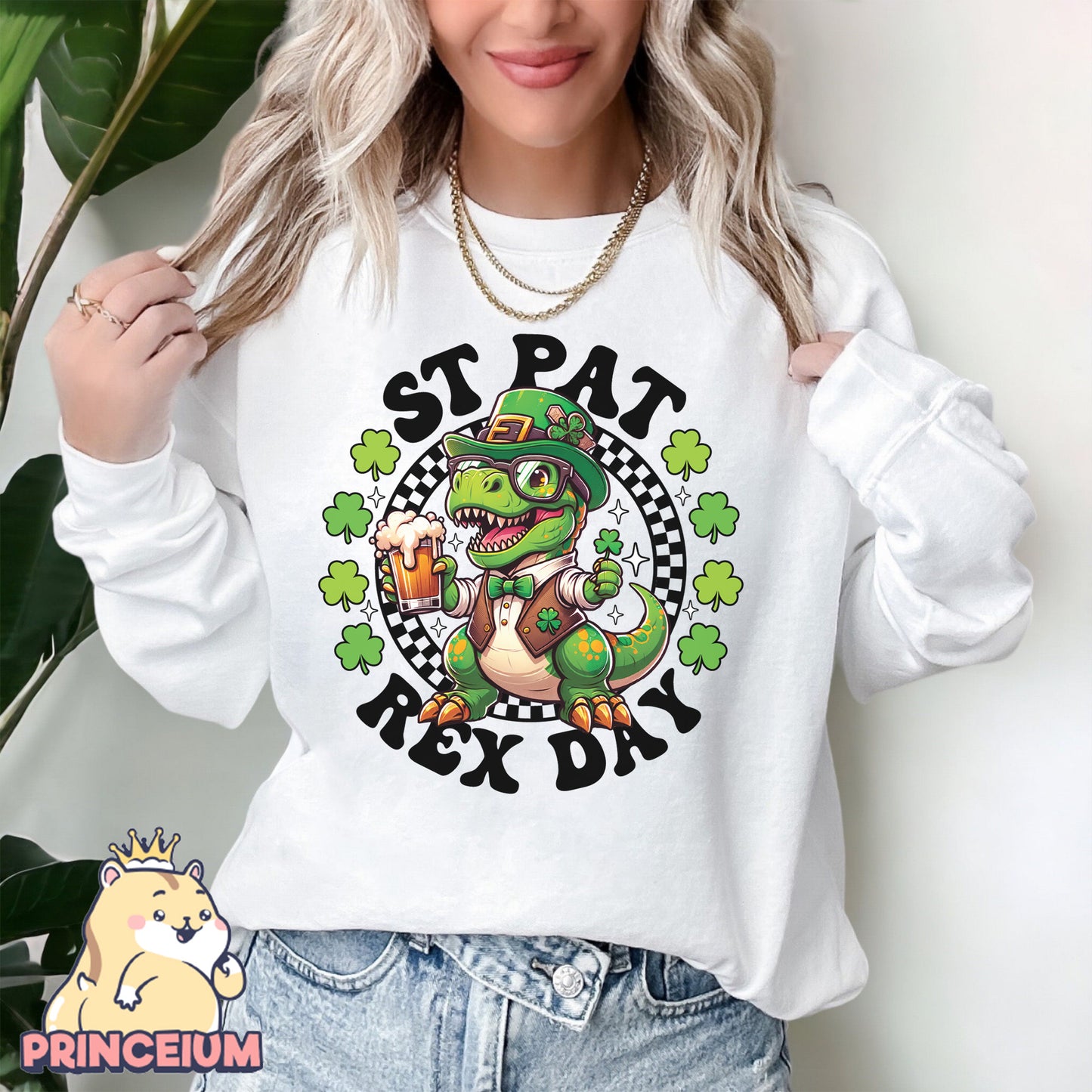 St Patrick Rex Png, Happy St Pat-Rex Day, St Patricks Day Png, Kids Sublimation png, Clover Png, Digital Download Files