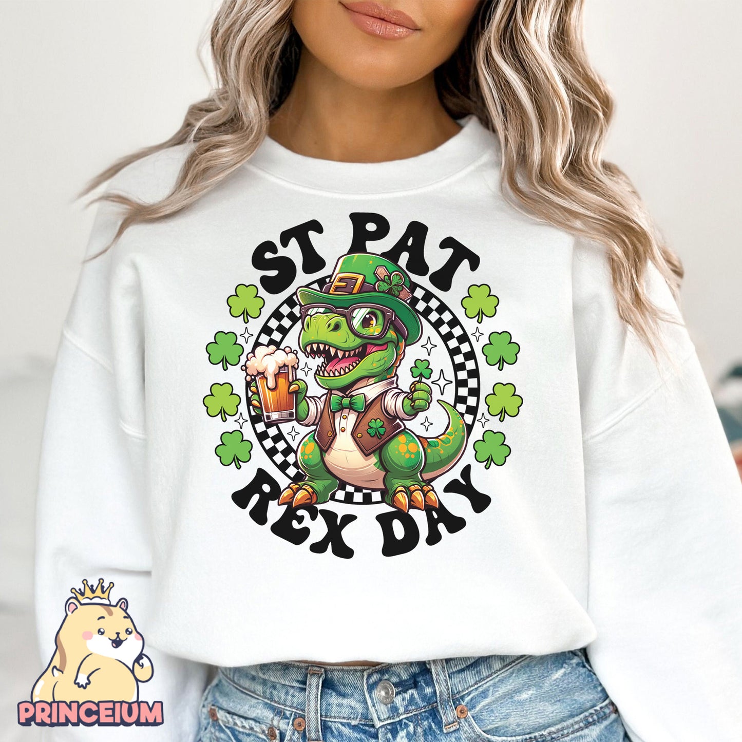 St Patrick Rex Png, Happy St Pat-Rex Day, St Patricks Day Png, Kids Sublimation png, Clover Png, Digital Download Files