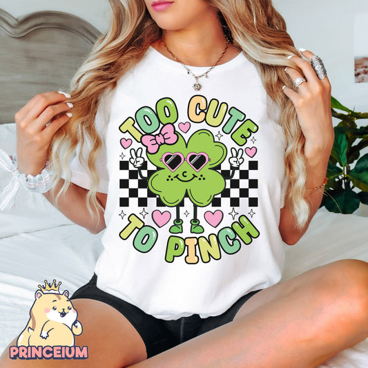Too Cute To Pinch Png, Girl St Patrick Day Png, Shamrock Png, Retro Clover Png, Happy St Patrick Day, Irish Day, Digital Download Files