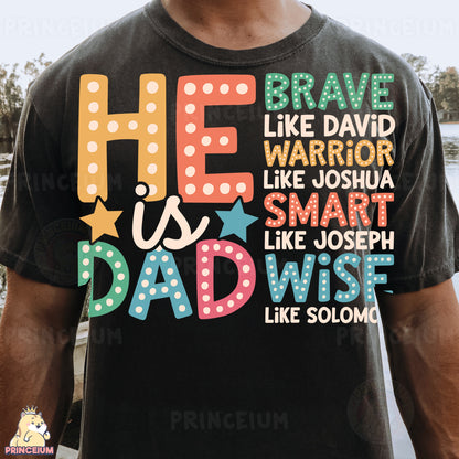 a man wearing a t - shirt that says he is a dad
