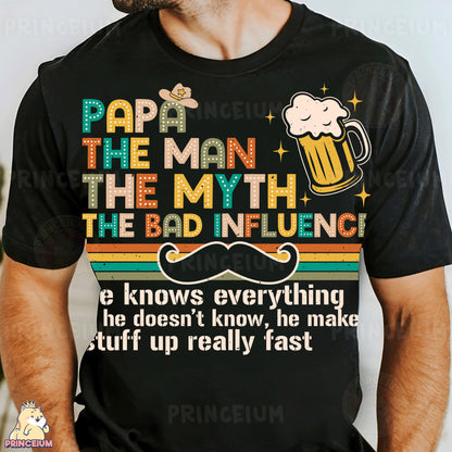 a man wearing a t - shirt with a mustache on it