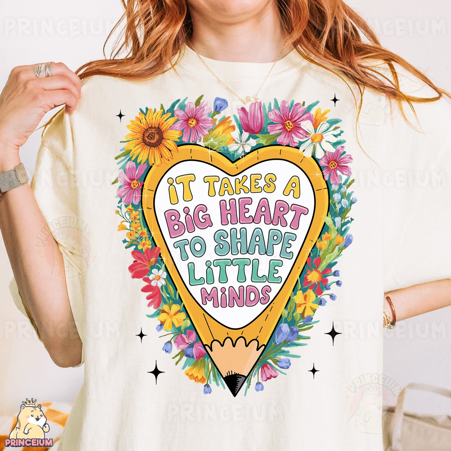 a woman wearing a t - shirt that says it takes a big heart to shape