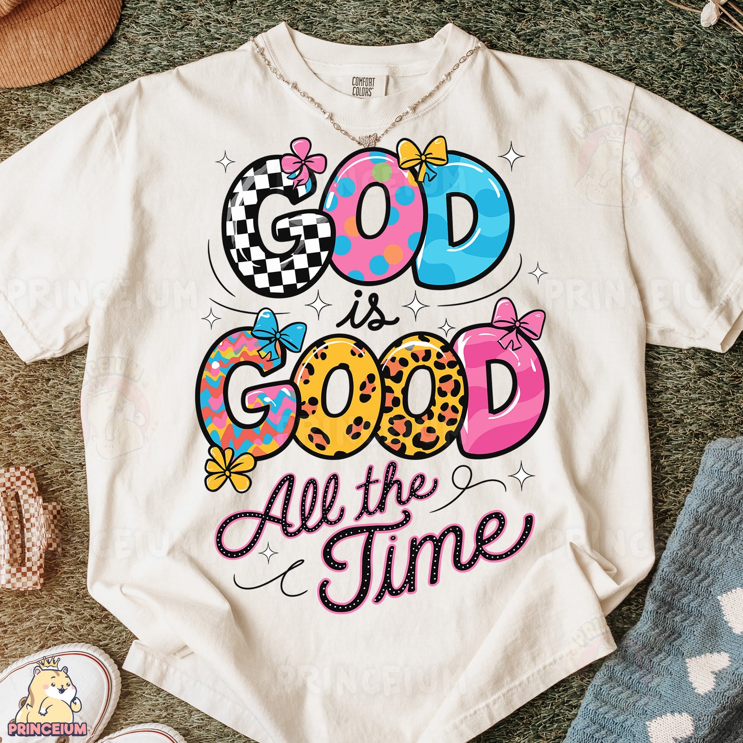a t - shirt that says god is good all the time