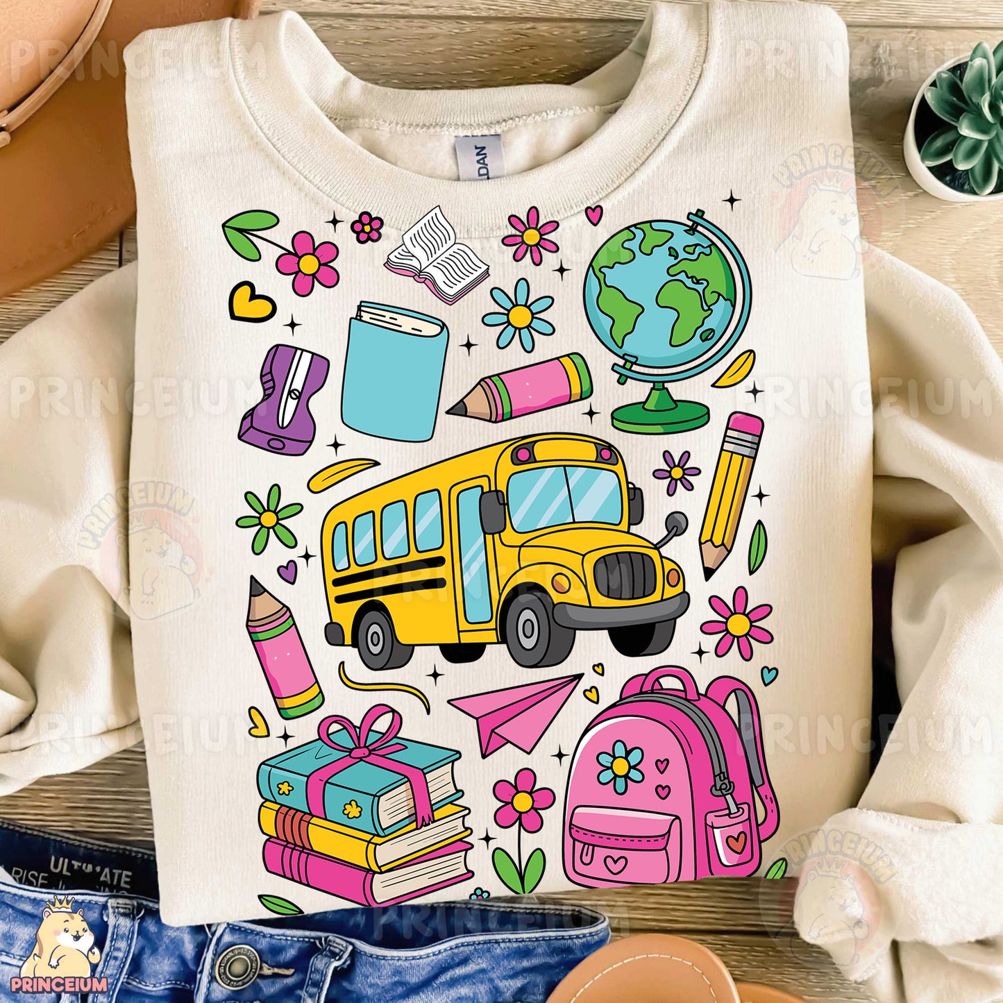 a t - shirt with a picture of a school bus