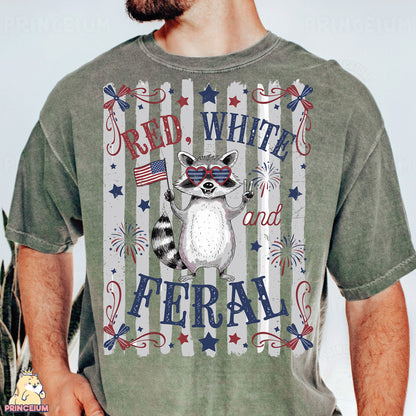 a man wearing a green shirt with a raccoon on it