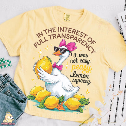 a t - shirt with a duck wearing sunglasses and a bow