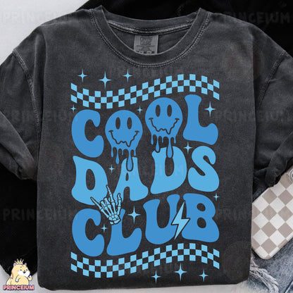 a black t - shirt with a blue print that says cool dad's club