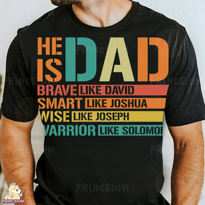 a man wearing a t - shirt that says he is a dad