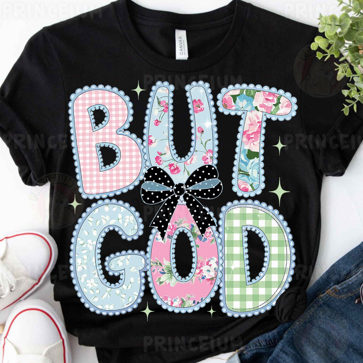 a t - shirt with the words but god printed on it