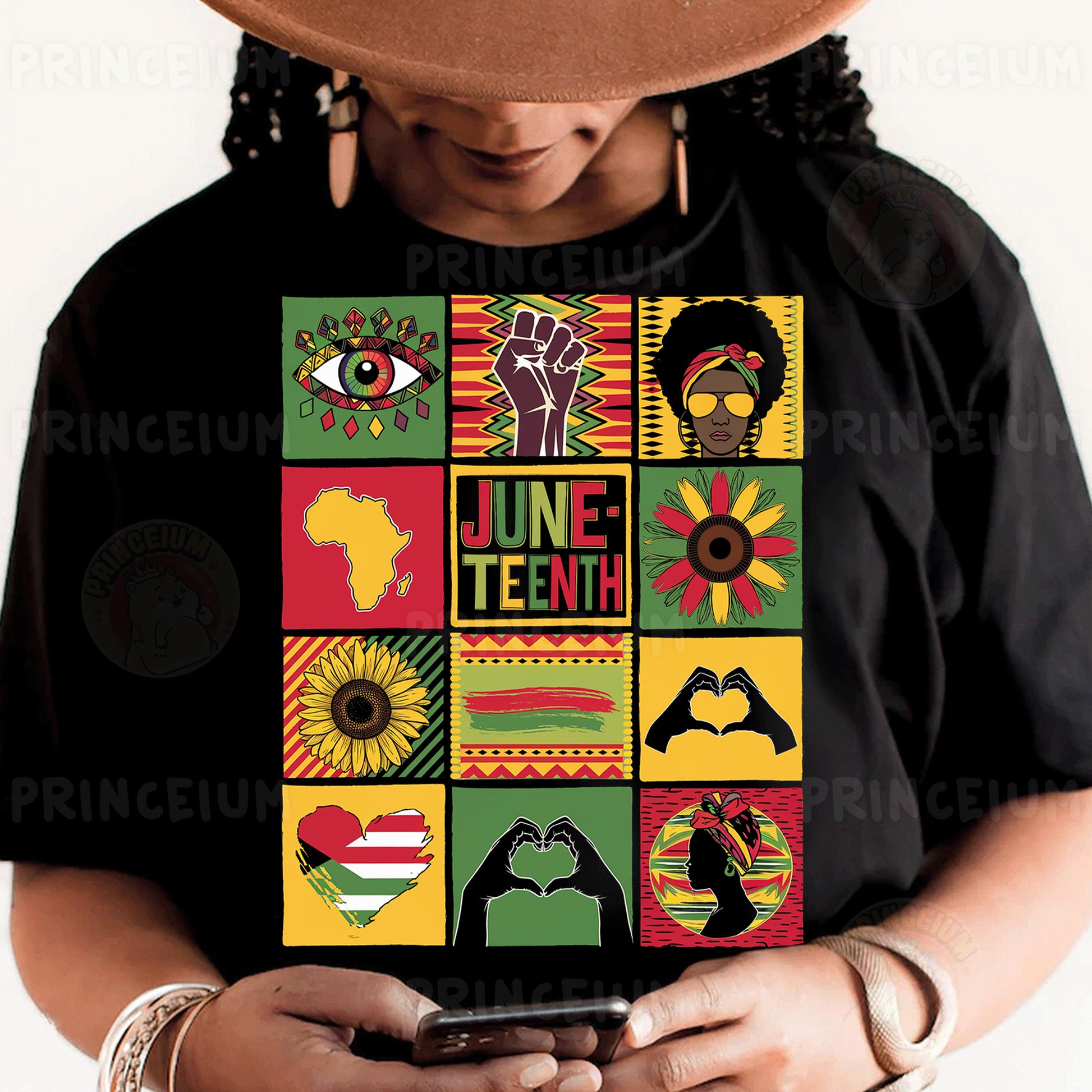 a person wearing a black shirt and a hat holding a cell phone