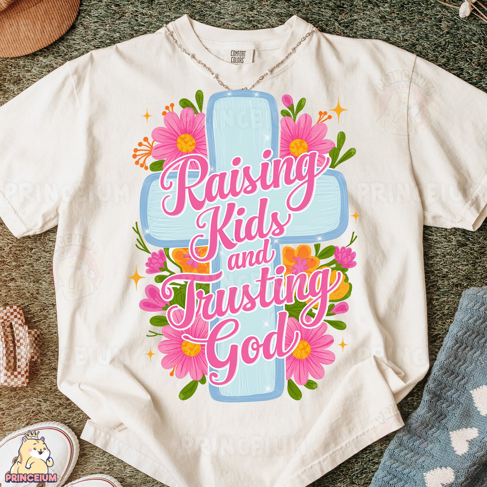 a t - shirt that says raising kids and trusting god
