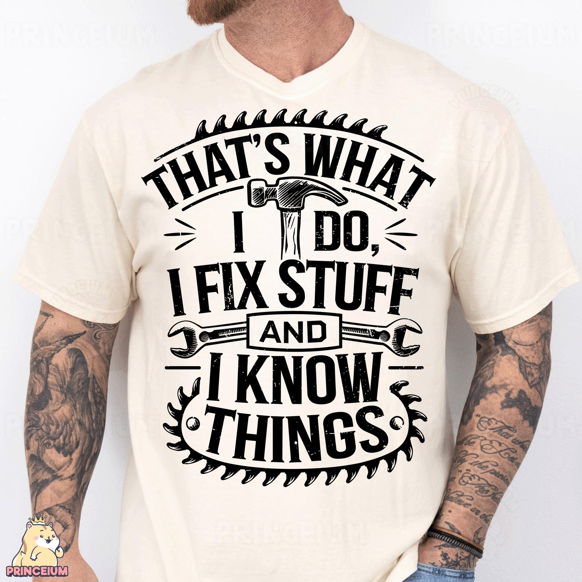 a man wearing a t - shirt that says, that's what i do