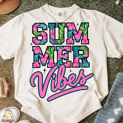 a t - shirt with the words summer vibes printed on it