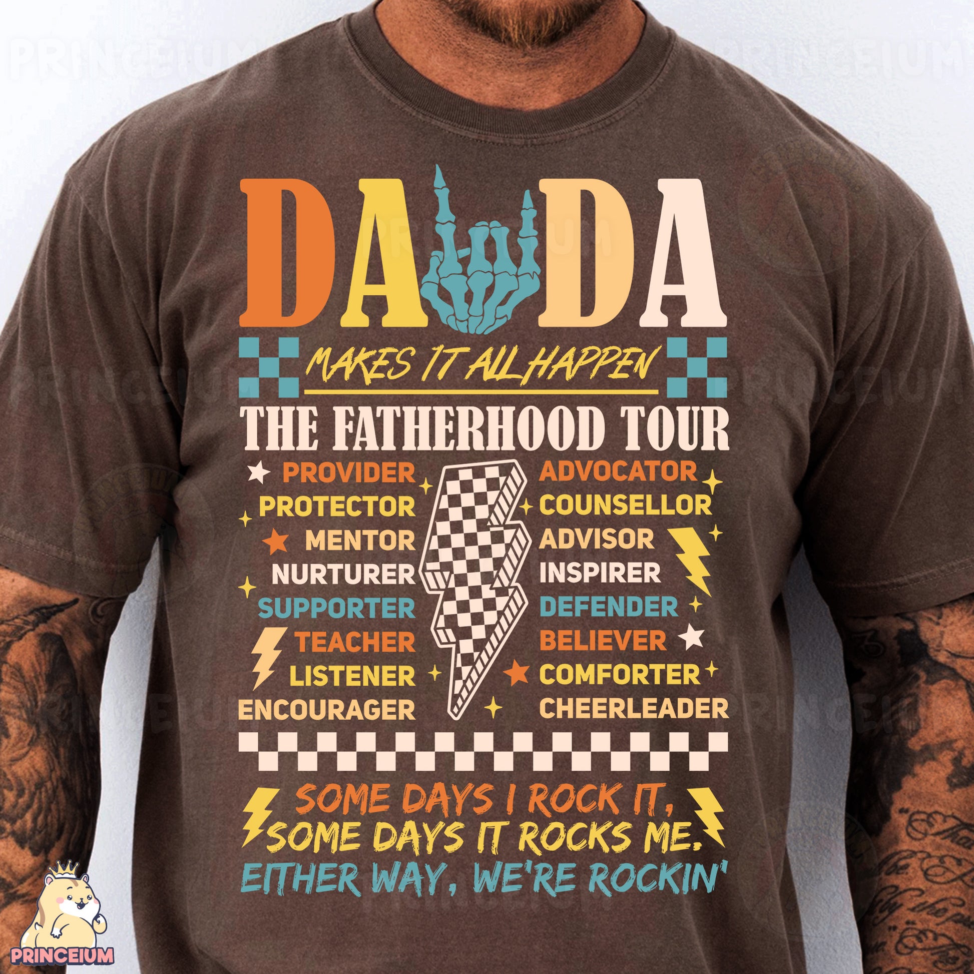a man wearing a t - shirt with the words dada on it