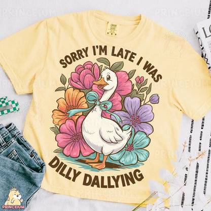 a t - shirt with a duck and flowers on it