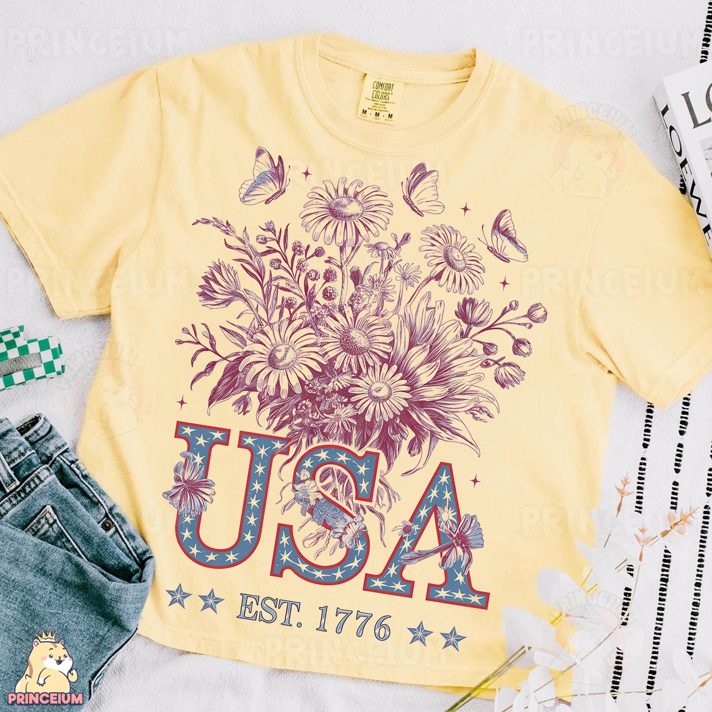 a t - shirt with a bouquet of flowers on it