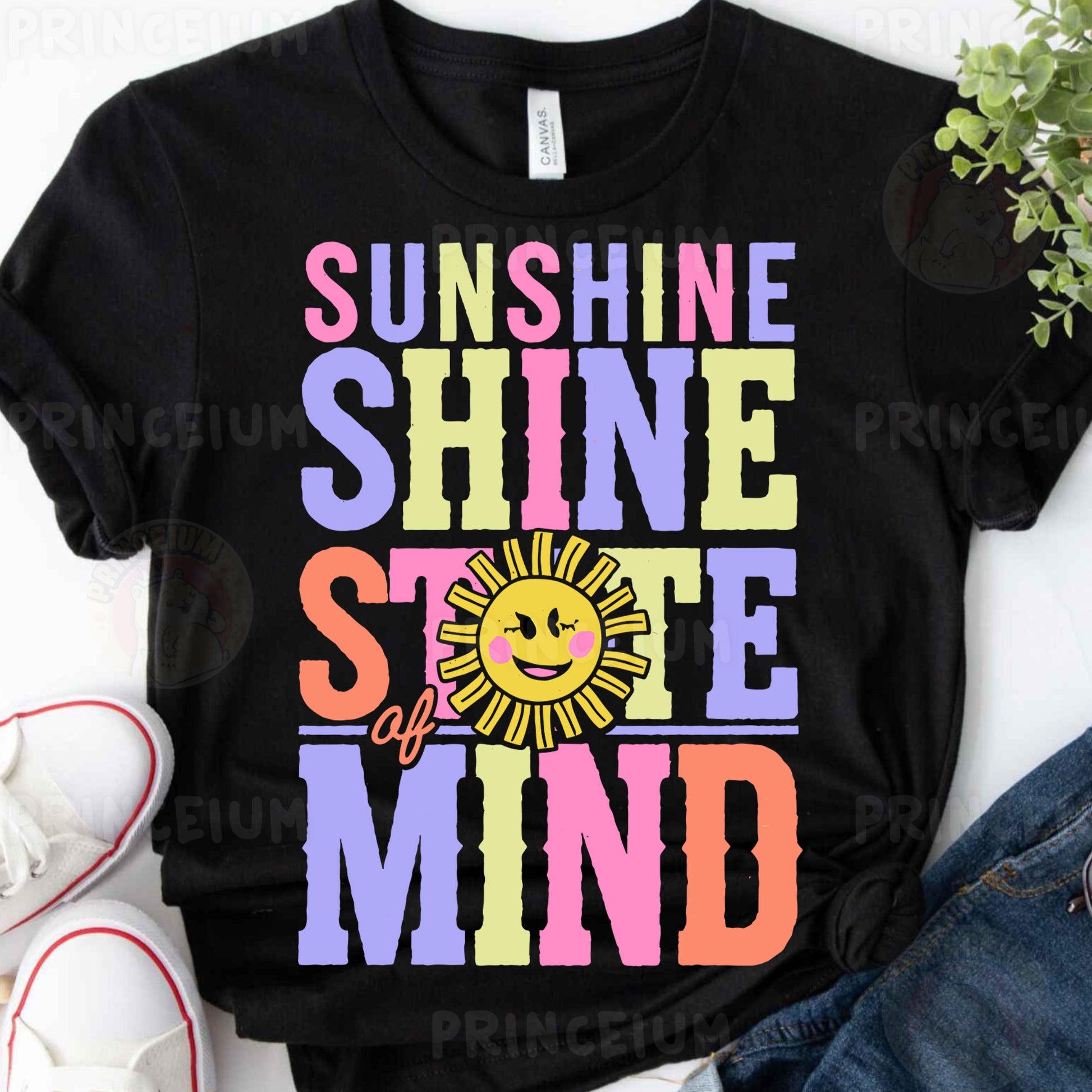 a t - shirt with the words sunshine shine and a smiling sun on it