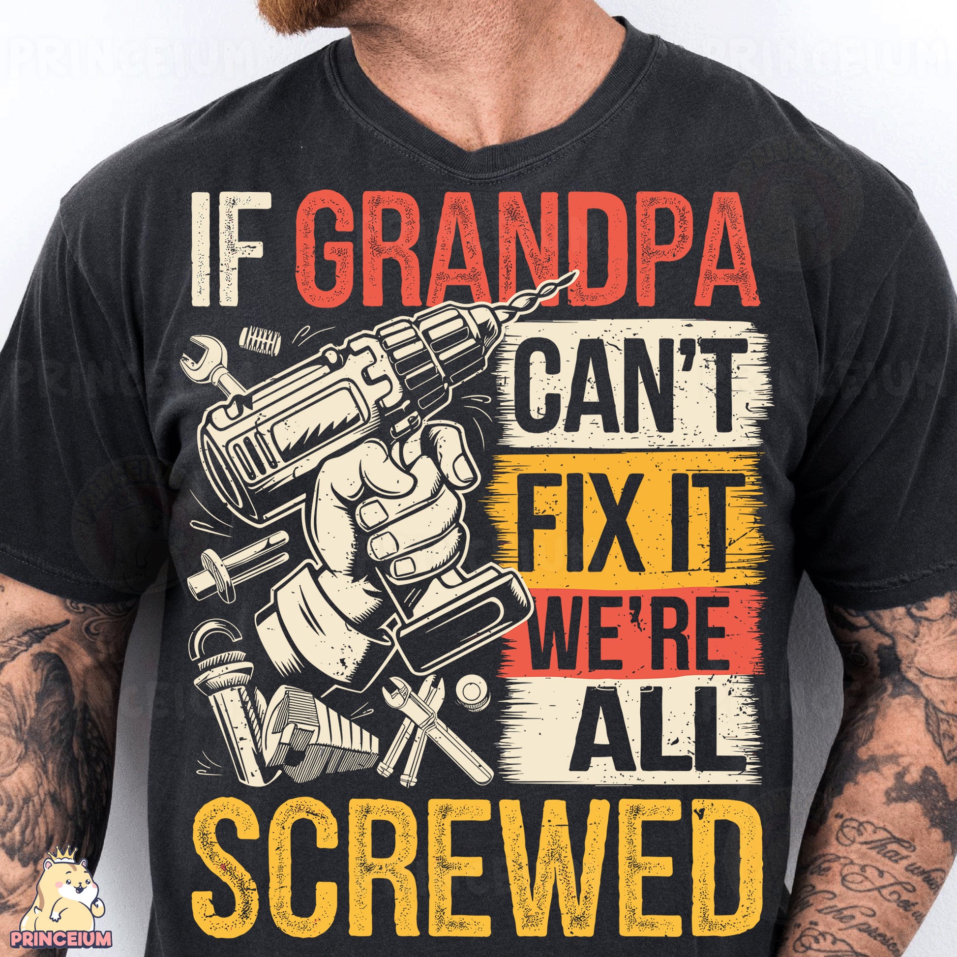 a man with a beard wearing a t - shirt that says if grandpa can '