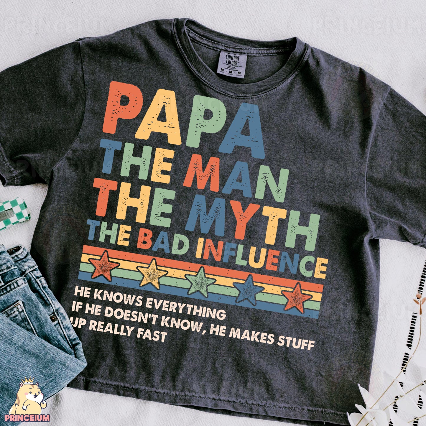 a t - shirt that says papa the man the myth the bad influence