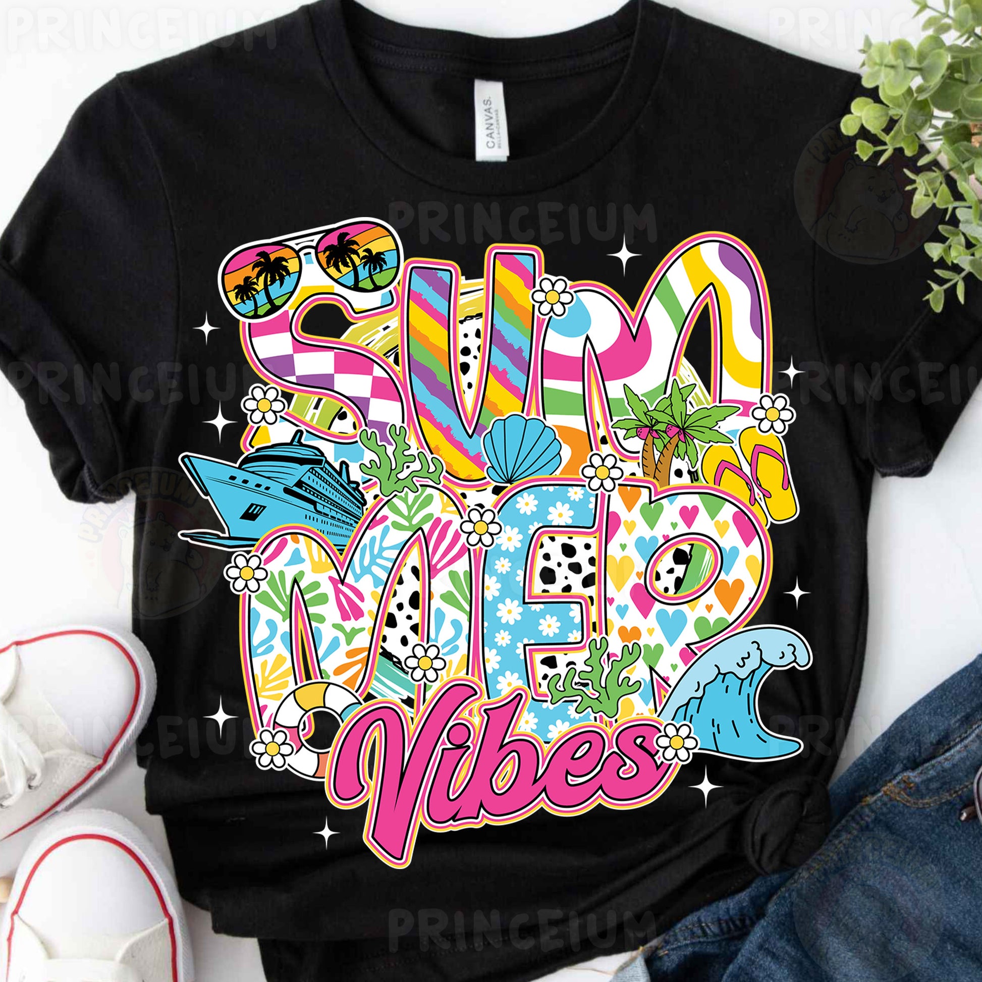 a t - shirt with the words summer vibes on it