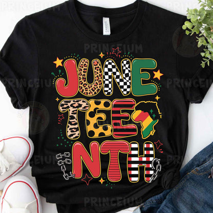 a black t - shirt with the words june feen on it