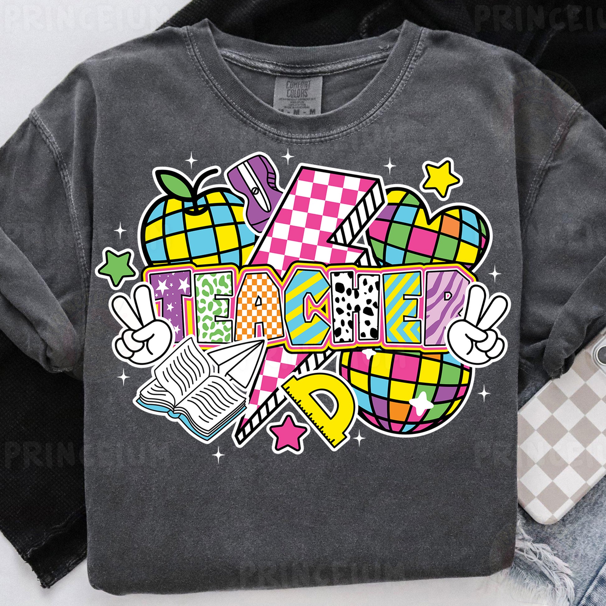 a t - shirt with a colorful design on it