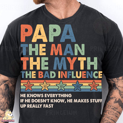a man with a beard wearing a t - shirt that says papa the man the