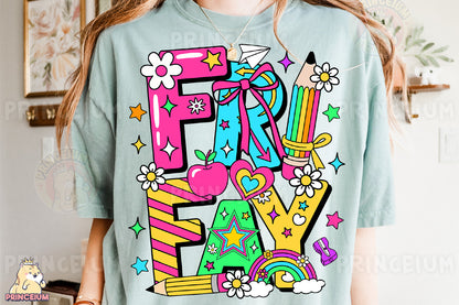 a girl wearing a t - shirt that says far day