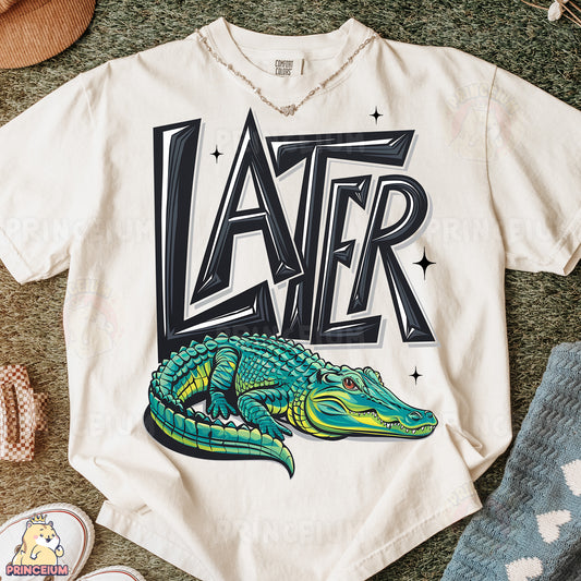 a t - shirt with a picture of a crocodile on it