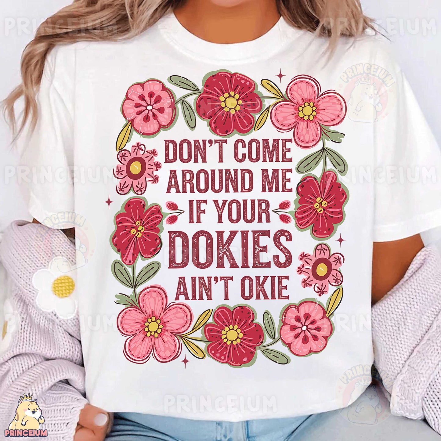 a woman wearing a t - shirt that says don't come around me if