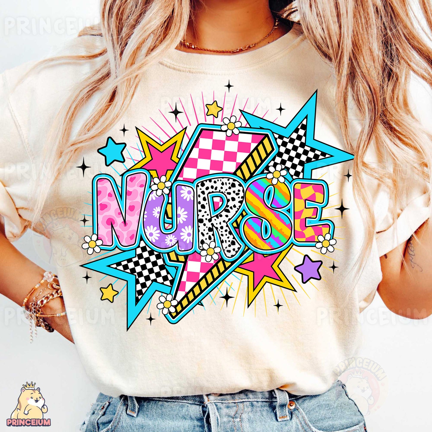 a woman wearing a t - shirt that says no one on it