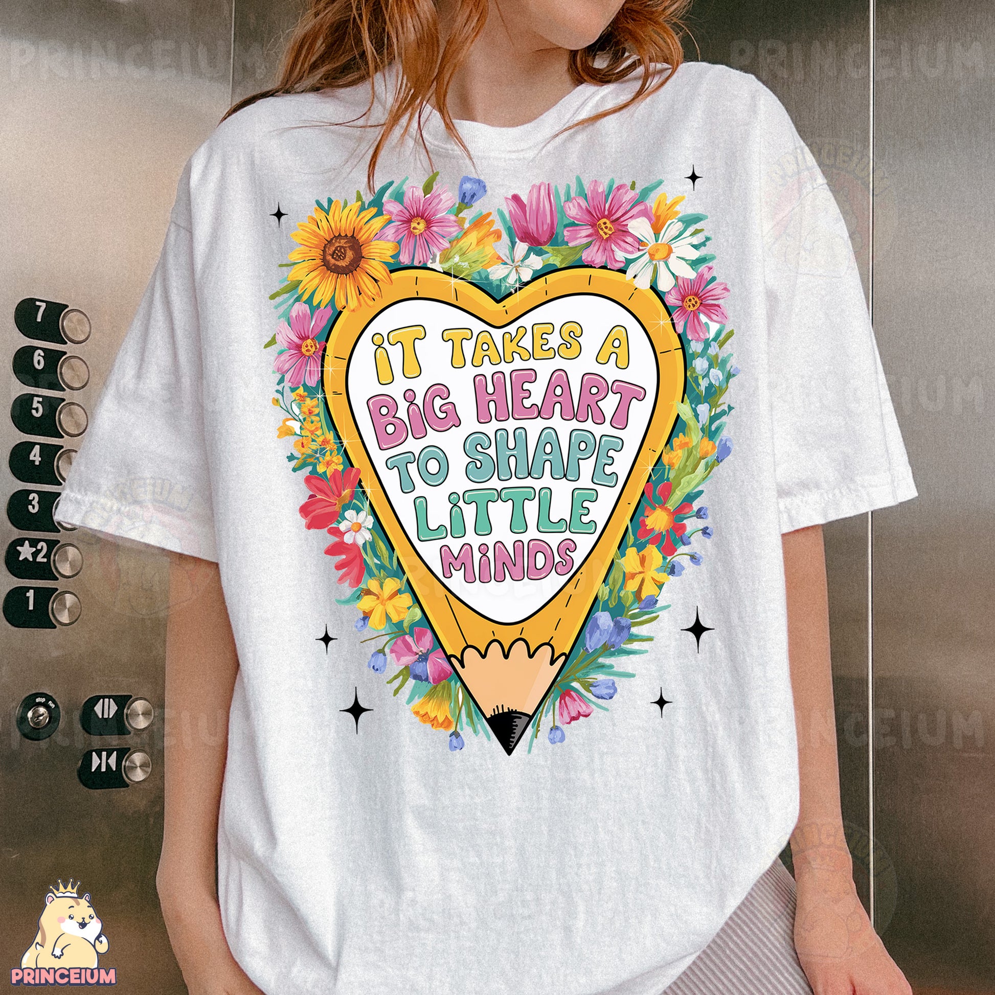 a woman wearing a t - shirt that says it takes a big heart to shape