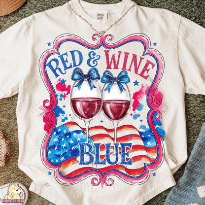 a t - shirt that says red and wine blue with two glasses of red wine