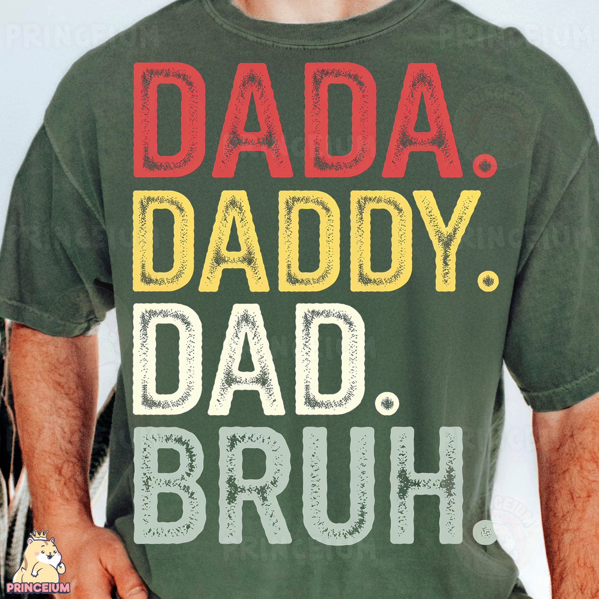 a man wearing a dad's t - shirt that says dad daddy, dad