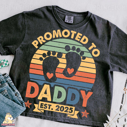 a t - shirt that says, promote to daddy est 2095