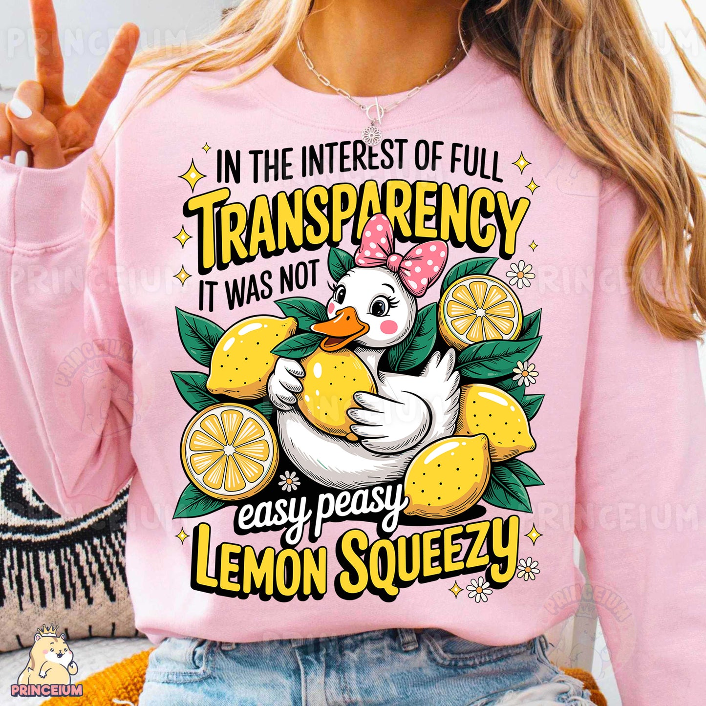 a woman wearing a pink shirt that says in the interest of fulltranspar