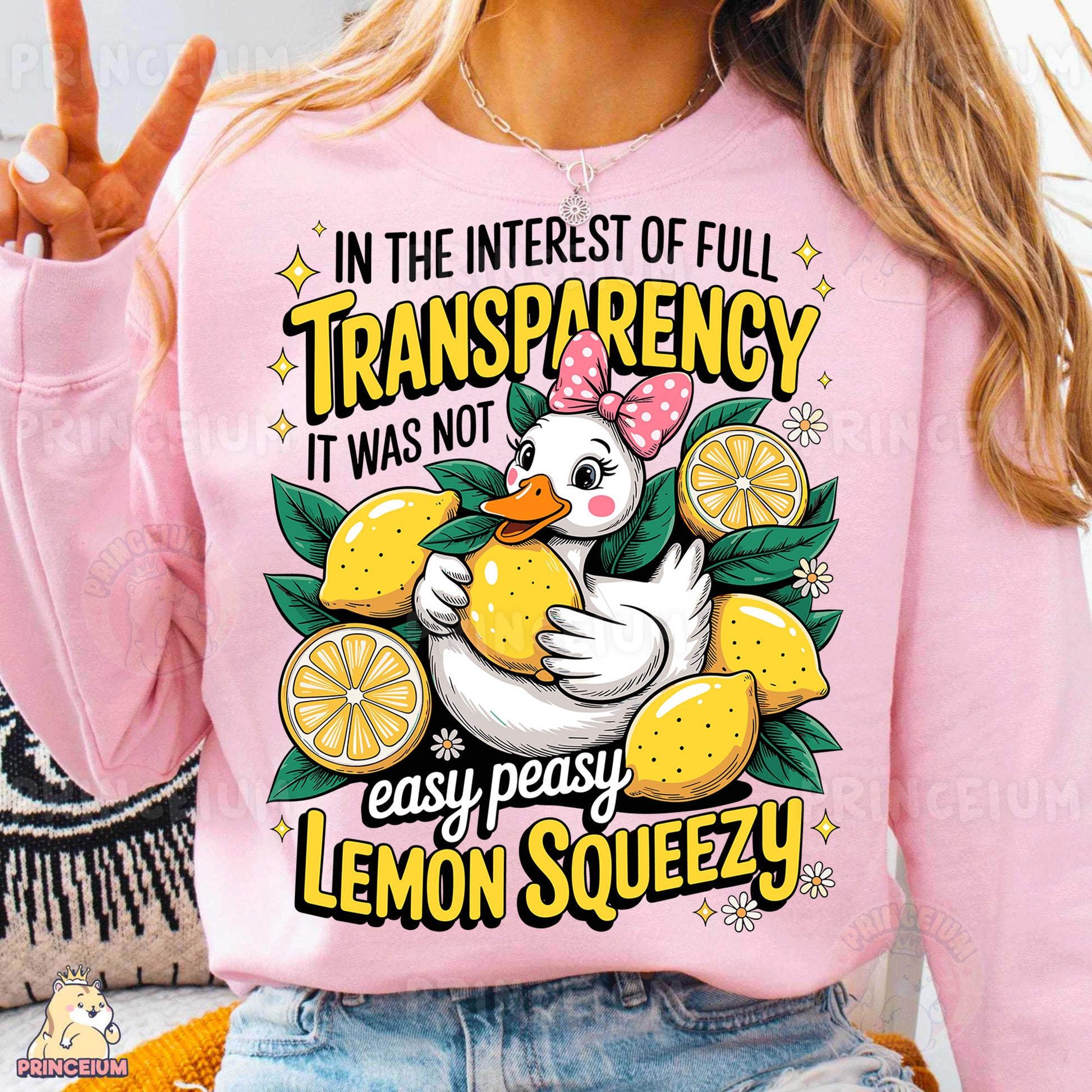 a woman wearing a pink shirt that says in the interest of fulltranspar