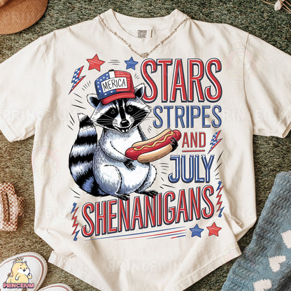a raccoon wearing a hat and holding a hot dog