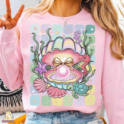 a woman wearing a pink shirt with a cartoon character on it