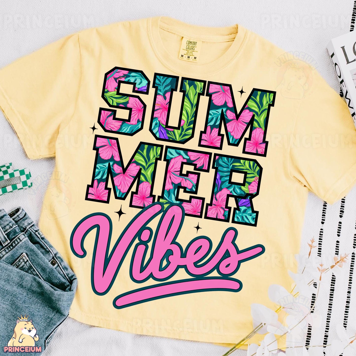 a t - shirt with the words summer vibes printed on it