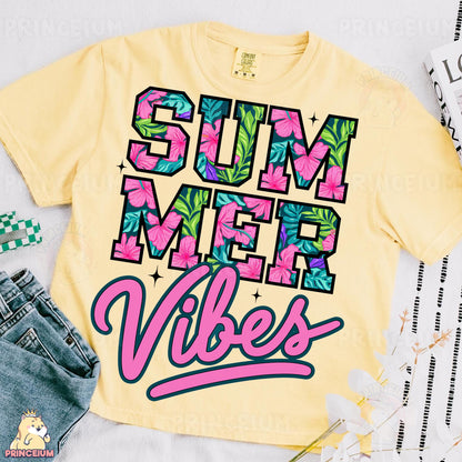 a t - shirt with the words summer vibes printed on it
