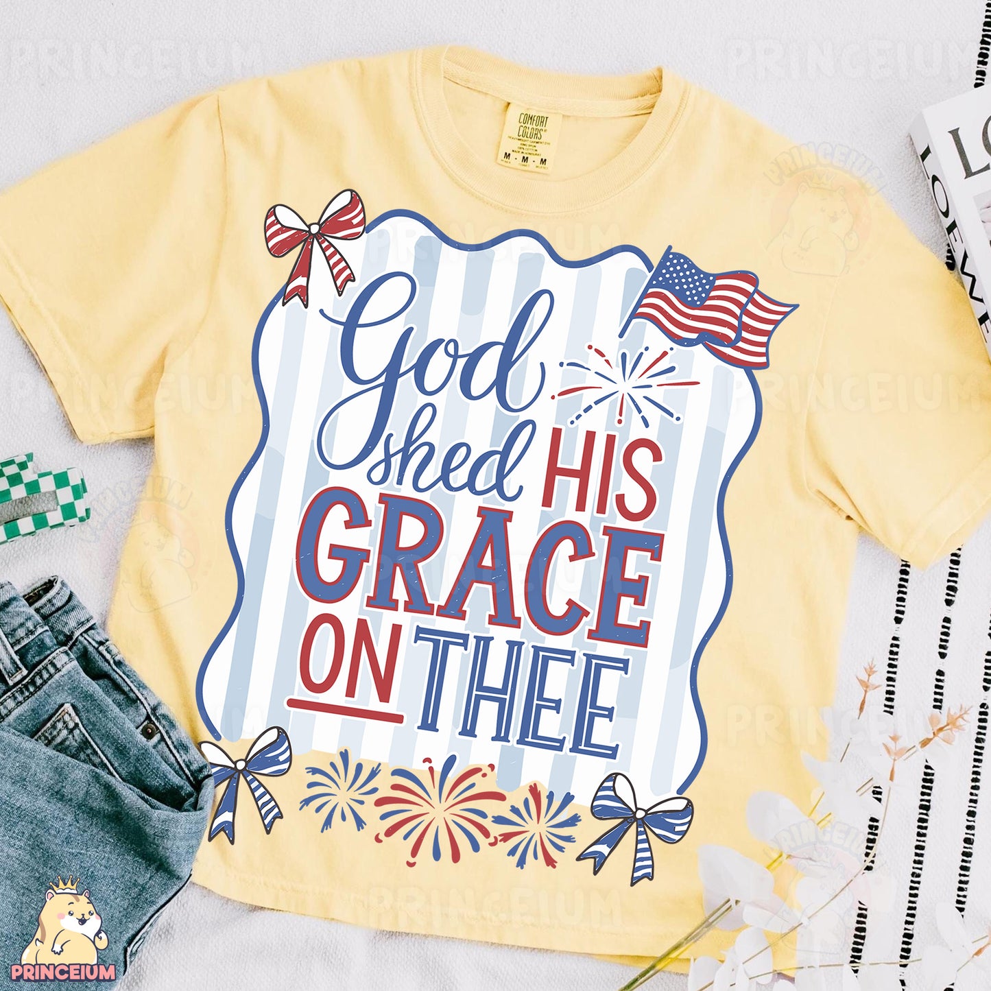 a t - shirt that says god shed his grace on thee