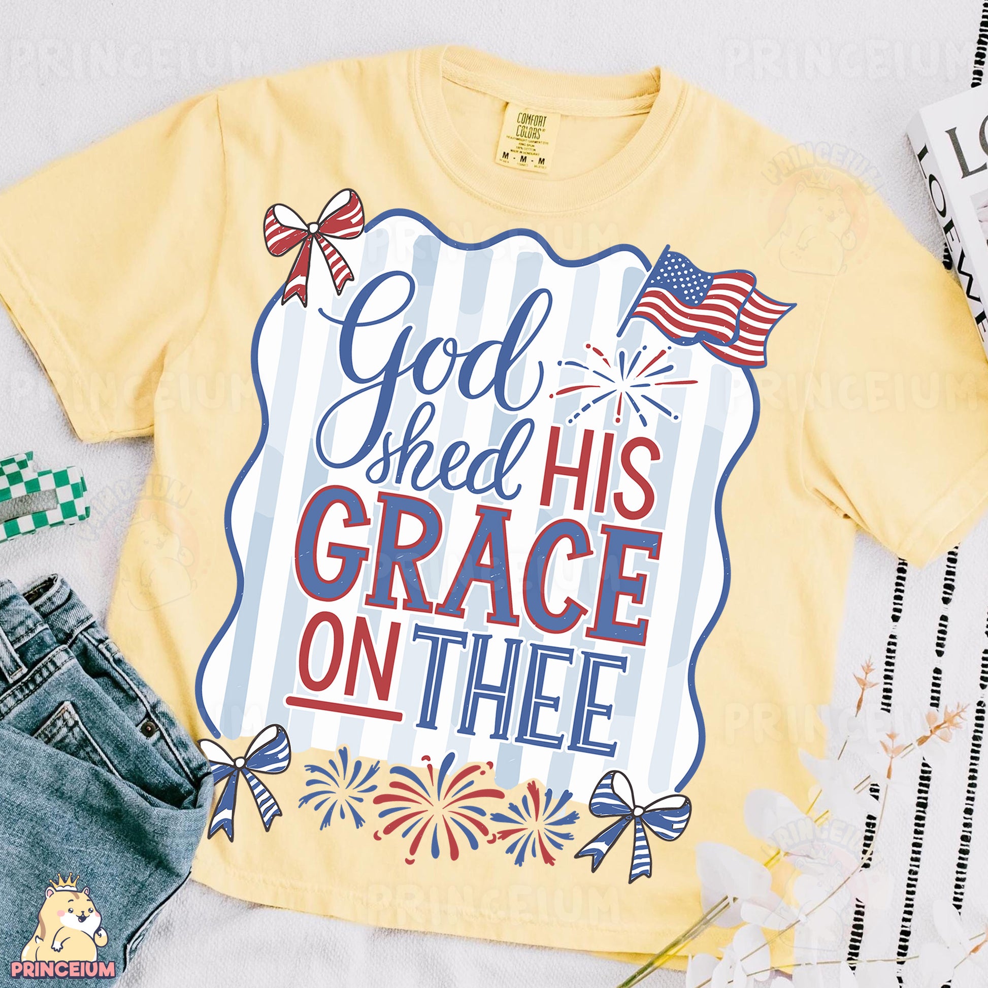 a t - shirt that says god shed his grace on thee