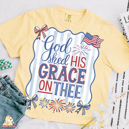 a t - shirt that says god shed his grace on thee