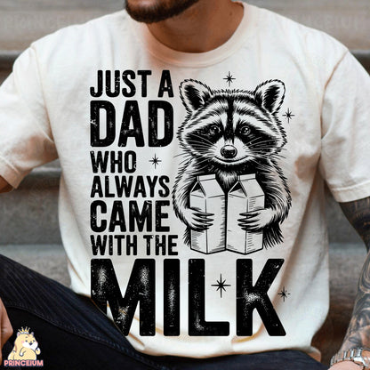 a man wearing a white shirt with a raccoon reading a book