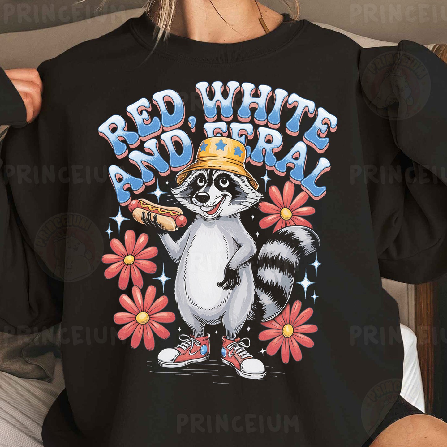 a raccoon wearing a hat and holding a baseball bat