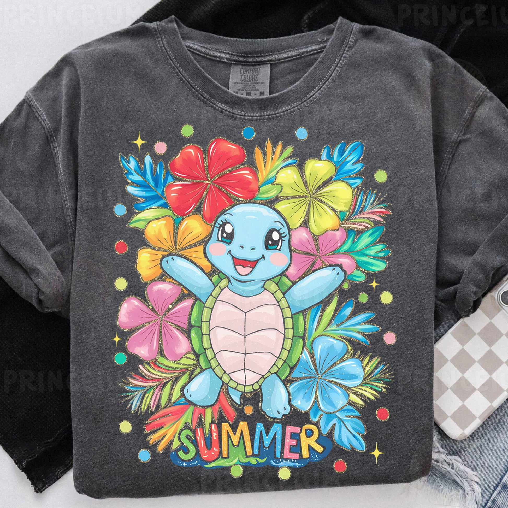 a t - shirt with an image of a turtle on it