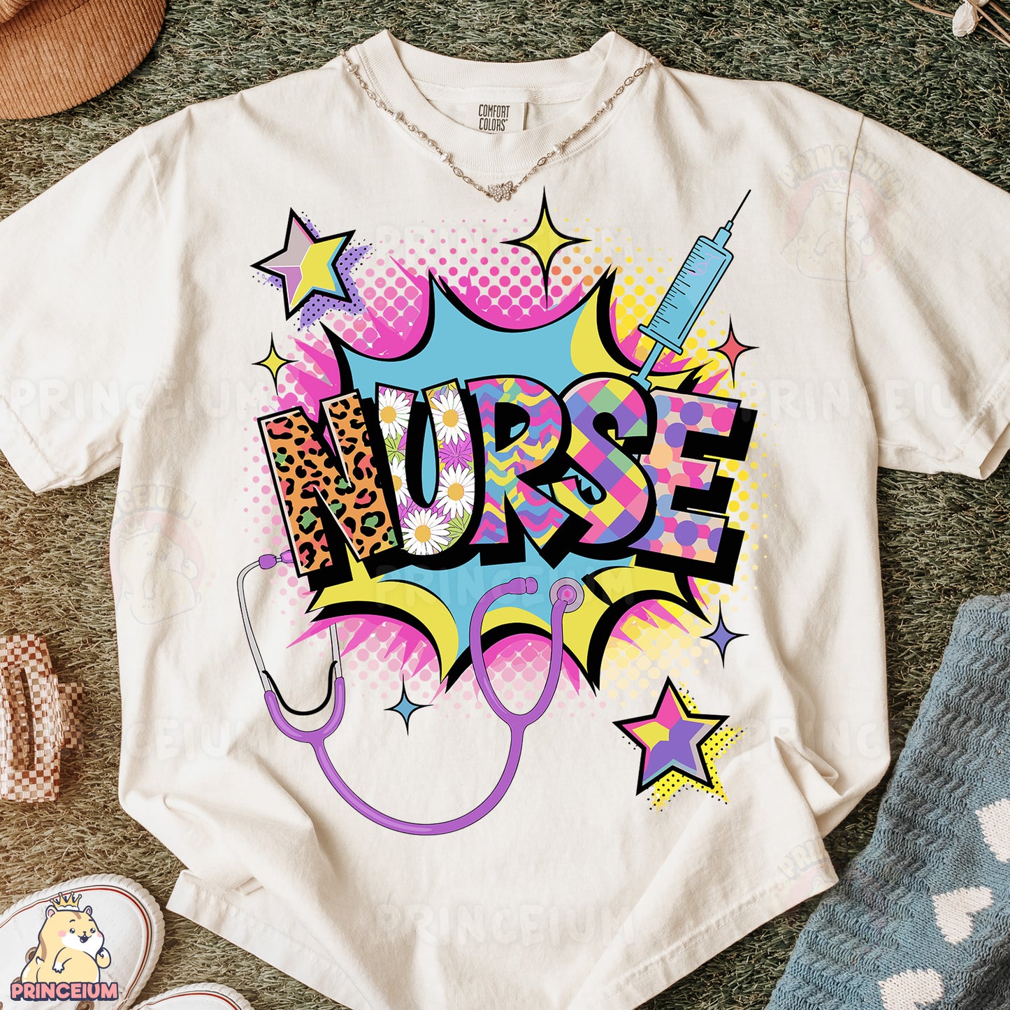 a white t - shirt with the word nurse on it